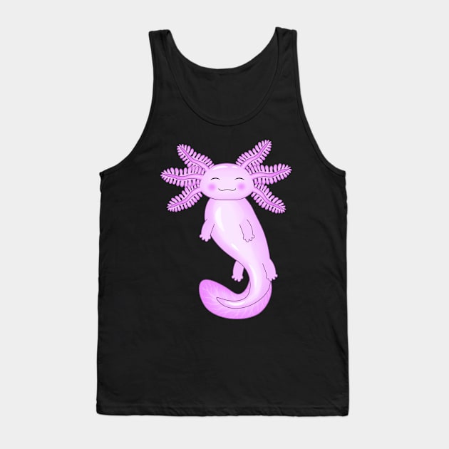 Cute Pink Axolotl Tank Top by Purrfect